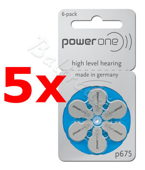 30 x baterie do aparatów słuchowych Power One Varta 675