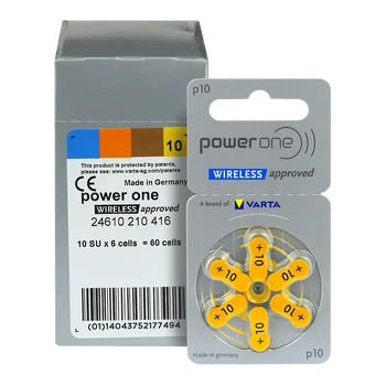 300 x Power One Varta 10 hearing aid batteries