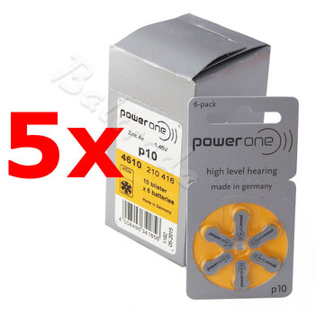 300 x baterie do aparatów słuchowych Power One Varta 10