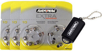 36 x baterie do aparatów słuchowych Rayovac Extra Advanced 10 + pojemnik na baterie