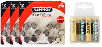 36 x Rayovac 675 Cochlear +  4 x LR6 AA Sanyo