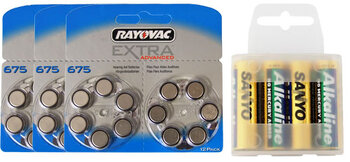 36 x Rayovac Extra Advanced 675 + 4 x LR6 AA Sanyo