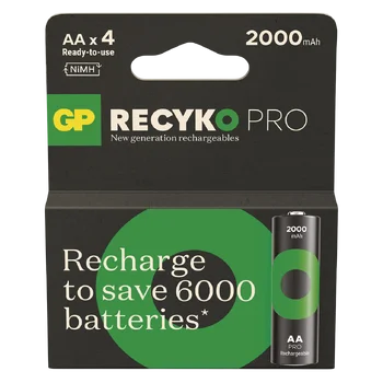 4 x rechargeable AA / R6 GP ReCyko Pro Ni-MH 2000 mAh rechargeable batteries