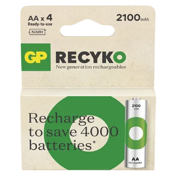 4 x rechargeable AA / R6 Ni-MH GP ReCyko 2100mAh rechargeable batteries