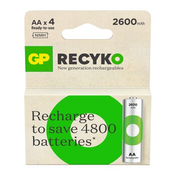 4 x rechargeable batteries AA / R6 Ni-MH GP ReCyko 2600mAh