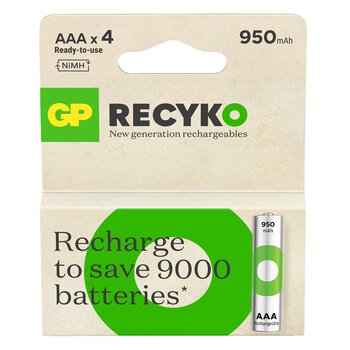 4 x rechargeable batteries AAA / R03 Ni-MH GP ReCyko 950mAh