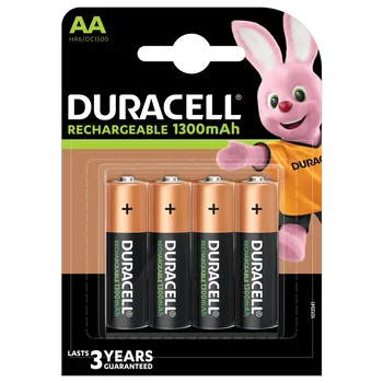4 x Duracell Recharge R6/AA 1300 mAh rechargeable batteries (blister)
