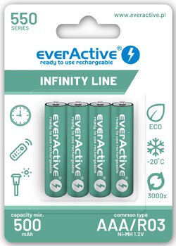 4 x everActive R03/AAA Ni-MH 550 mAh rechargeable batteries ready to use