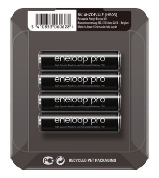 4 x Rechargeable Panasonic Eneloop PRO R03 AAA 930mAh BK-4HCDE (sliding pack)