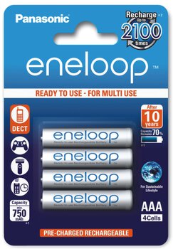 4 x Rechargeable Panasonic Eneloop R03 AAA 800mAh BK-4MCCE/4BE (blister)