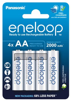 4 x Panasonic Eneloop R6 AA 2000mAh batteries BK-3MCDE/4BE (blister)