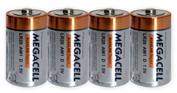 4 x Megacell LR20 D alkaline battery