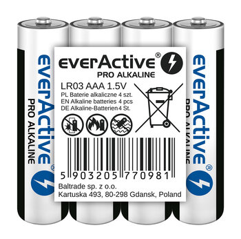 4 x baterie alkaliczne everActive Pro LR03 / AAA (taca)