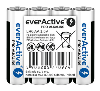 Baterie AA LR6 alkaliczne marki everActive. Paluszki duże