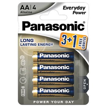 Baterie AA LR6 alkaliczne Panasonic pakowane po 4 sztuki blister