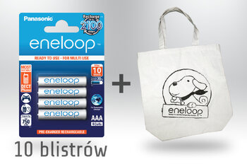40 x akumulatorki Panasonic Eneloop R03 AAA 800mAh BK-4MCCE/4BE - pakowane 4 szt. / blister + torba eneloop