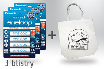 3  blistry (12 akumulatorków) Panasonic Eneloop R6 AA 2000 mAh BK-3MCCE/4BE  - pakowane 4 szt. / blister + torba eneloop