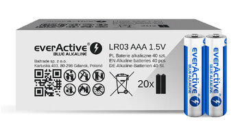 40 x everActive Blue Alkaline LR03 / AAA alkaline batteries (packed in shrink packs of 2 pcs)