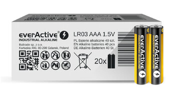 40 x baterie alkaliczne everActive Industrial LR03 / AAA (pakowane w zgrzewki shrink po 2szt.)