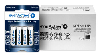 everActive Pro Alkaline LR6 AA Alkaline Battery - 48 Pieces