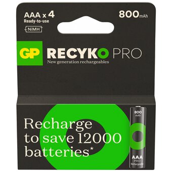 4 x rechargeable batteries AAA / R03 Ni-MH GP ReCyko Pro 800mAh