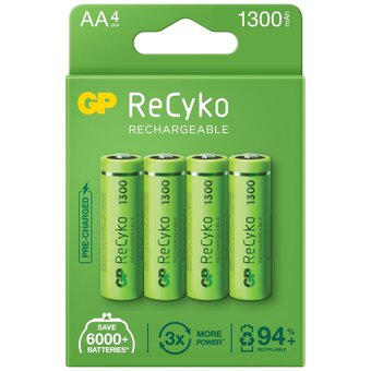 4 x rechargeable batteries AA / R6 GP ReCyko 1300 Series Ni-MH 1300mAh