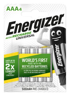 4 x Energizer R03/AAA Ni-MH 500mAh rechargeable batteries