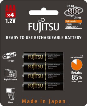 4 x Fujitsu BLACK HR-4UTHC R03/AAA 950mAh rechargeable Batteries