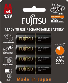 4 x Fujitsu BLACK R6/AA 2550mAh HR-3UTHC Rechargeable batteries