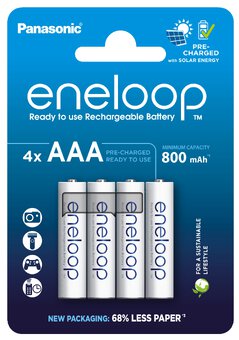 4 x Panasonic Eneloop R03 / AAA 800mAh batteries BK-4MCDE/4BE (blister)