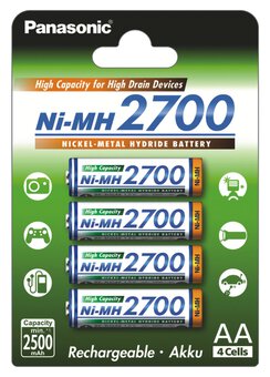 4 x Panasonic R6 AA Ni-MH 2700mAh Rechargeable battery (blister)
