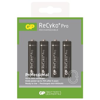 4 x R03/AAA GP ReCyko + Pro Professional 800mAh rechargeable Batteries