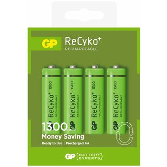 4 x R6/AA GP ReCyko + 1300 Series 1300mAh Rechargeable Batteries
