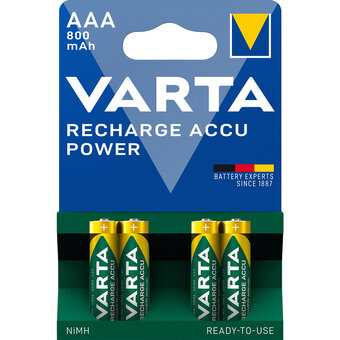 4 x Varta Ready2use R03 AAA Ni-MH rechargeable Batteries 800 mAh