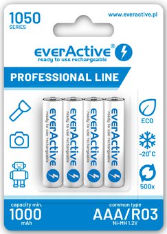 4x rechargeable everActive R03/AAA Ni-MH 1050 mAh ready to use