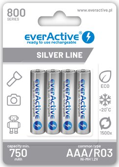 4x rechargeable everActive R03/AAA Ni-MH 800 mAh ready to use