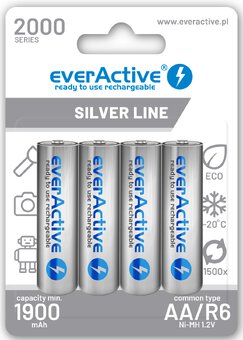 4x rechargeable everActive R6/AA Ni-MH 2000 mAh ready to use