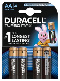 4 x Duracell Duralock Turbo Max LR6 AA alkaline battery (blister)