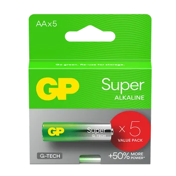 5 x GP Super Alkaline G-TECH LR6/AA Alkaline Battery