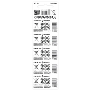 5 x everActive 23A 12V alkaline batteries