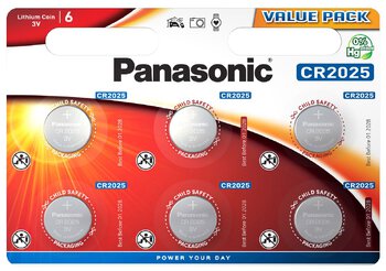 6 x Panasonic CR2025 Mini Lithium battery