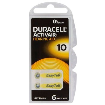 6 x Duracell ActivAir 10 MF Hearing Aid Batteries