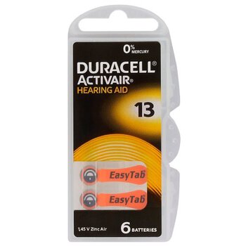 6 x baterie do aparatów słuchowych Duracell ActivAir 13