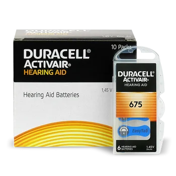 6 x baterie do aparatów słuchowych Duracell ActivAir 675