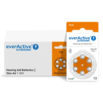 6 x everActive ULTRASONIC 13 Hearing aid batteries