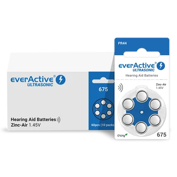 6 x baterie do aparatów słuchowych everActive ULTRASONIC 675