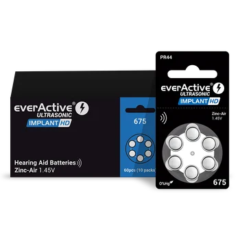 6 x everActive ULTRASONIC IMPLANT HD 675 Hearing Aid Batteries