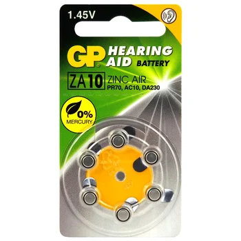 6 x batteries for GP 10 / ZA10 / PR70 hearing aids