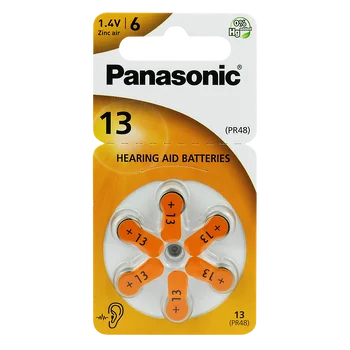 6 x Batteries for Panasonic 13/PR13/PR48 hearing aids
