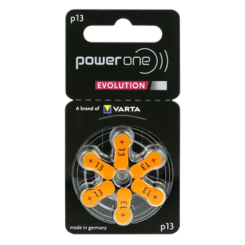 6 x Power One Evolution Varta 13 hearing aid batteries